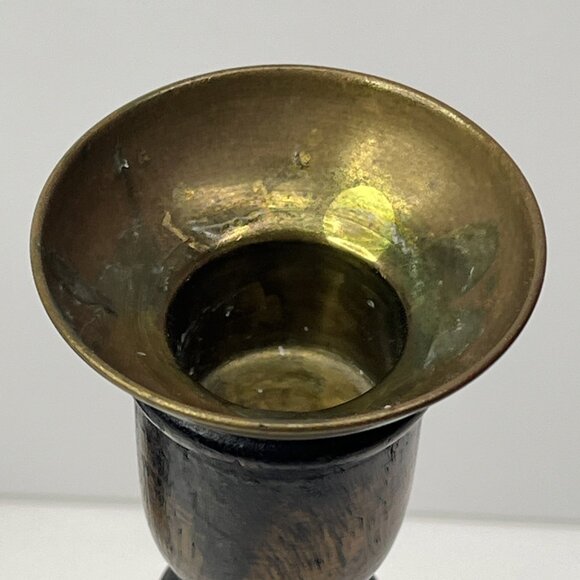 Candle Holders Antique English Oak Barley Twist Candlestick Brass Insert 8.5” - Picture 12 of 16